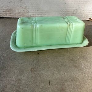 Vintage Green Butter Dish